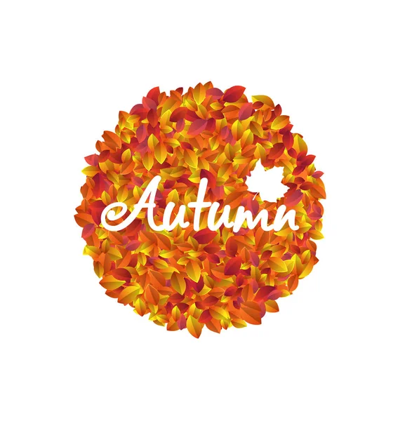 Осенняя круглая рамка с оранжевыми и желтыми листьями — стоковое фото