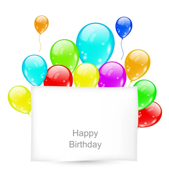 Üdvözlés kártya-val színes léggömbök a Happy Birthday — Stock Fotó