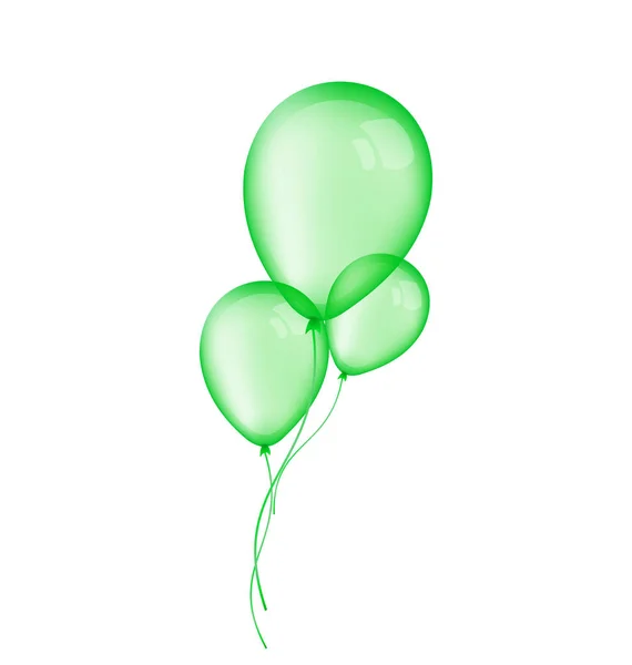 Tre palloncini verdi isolati su sfondo bianco — Foto Stock