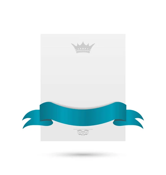 Ünneplés kártya kék szalag és a korona elszigetelt fehér ba — Stock Fotó