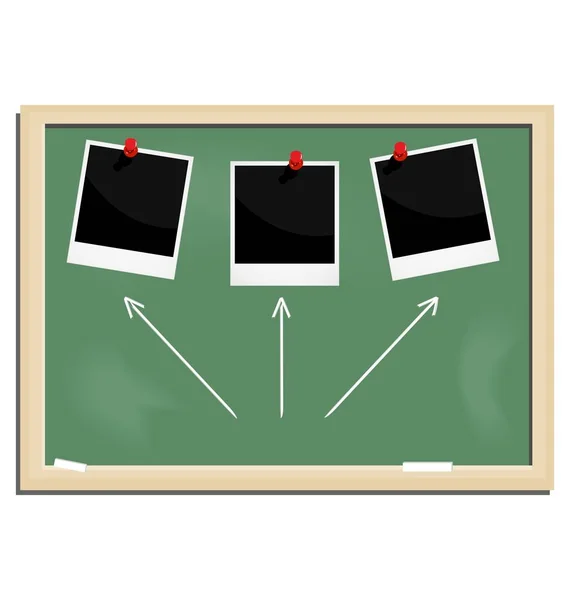 Realistisk illustration skolan blackboard med markerade fotoram — Stockfoto