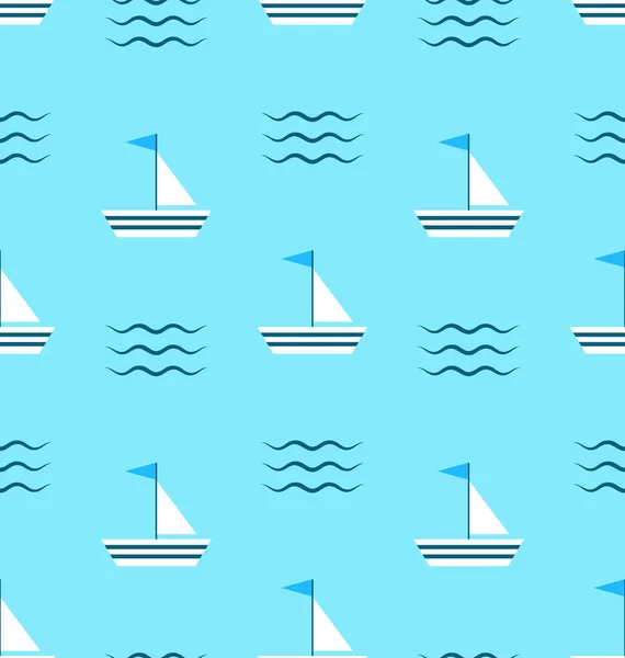 Wzór z łodzi żaglowych na niebieskim tle z Delicat — Zdjęcie stockowe