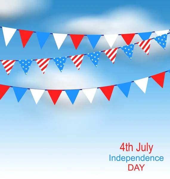 Pendurado Bunting Pennants em cores americanas nacionais para o dia da independência — Fotografia de Stock