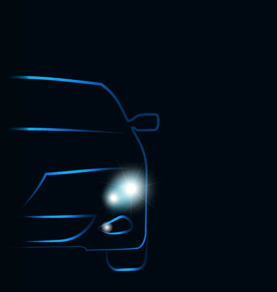 Silhouette of car with headlights in darkness — Stock Photo, Image