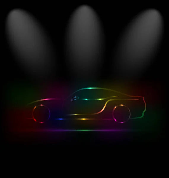 Σιλουέτα του πολύχρωμο αυτοκίνητο στο σκοτάδι — Φωτογραφία Αρχείου