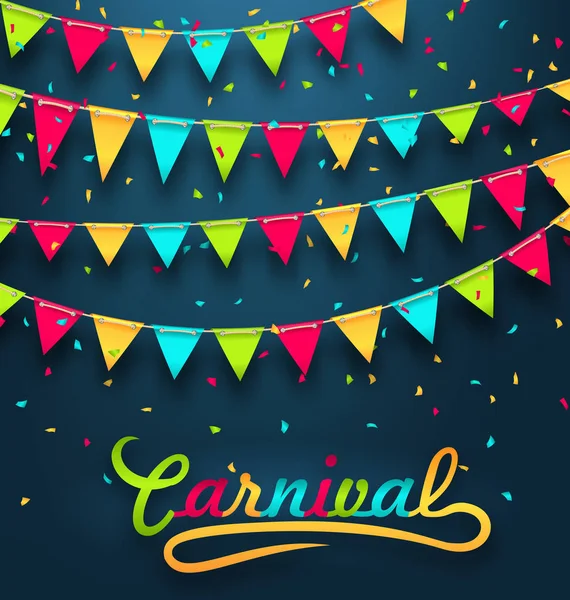 Festa di Carnevale sfondo scuro con bandiere colorate Bunting — Foto Stock