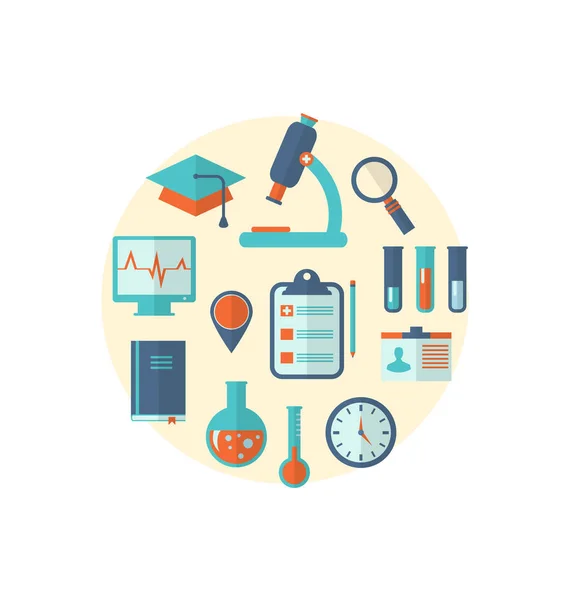 Concept of management  medical science research, set flat icons — Stock Photo, Image