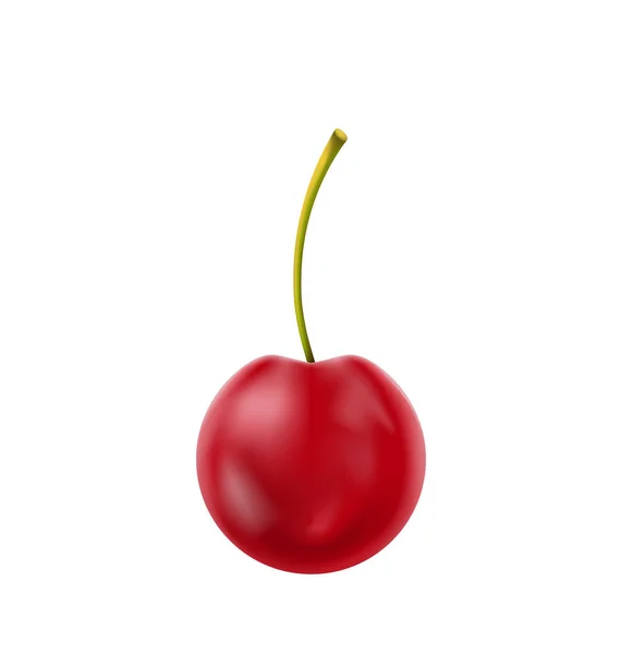 Enda realistiska Cherry isolerad på vit bakgrund — Stockfoto