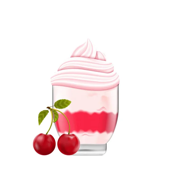 奶油冰淇淋及樱桃 — 图库照片