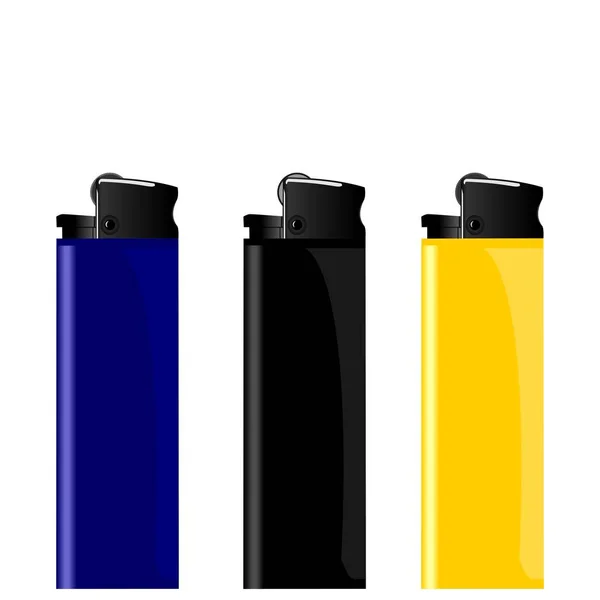 Realistische Abbildung drei farbige Feuerzeuge — Stockfoto