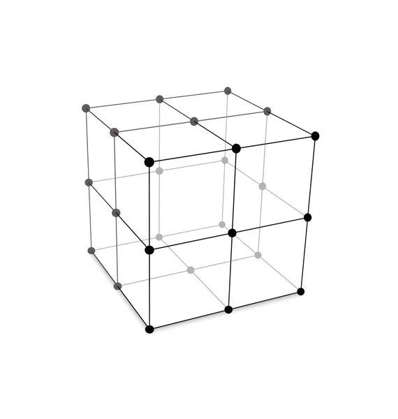Cube Made is Mesh Polygonal Element — Stock Photo, Image
