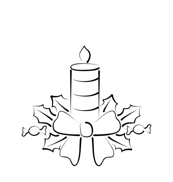 圣诞蜡烛用弓，手绘风格 — 图库照片