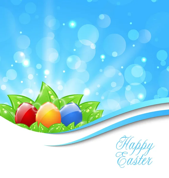 Fondo de primavera con huevos coloridos de Pascua — Foto de Stock