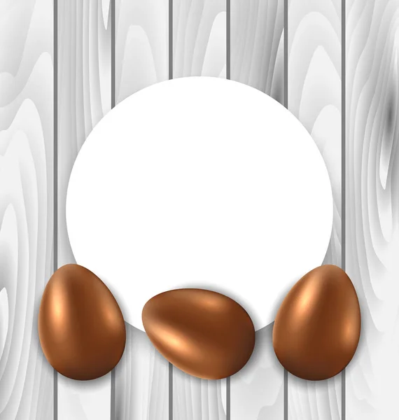 Tarjeta de celebración con huevos de chocolate de Pascua — Foto de Stock