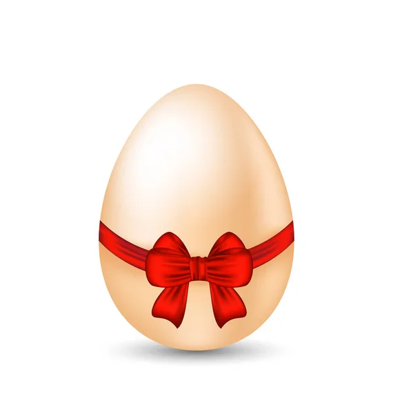 Easter celebration egg wrapping red bow — Stock Photo, Image