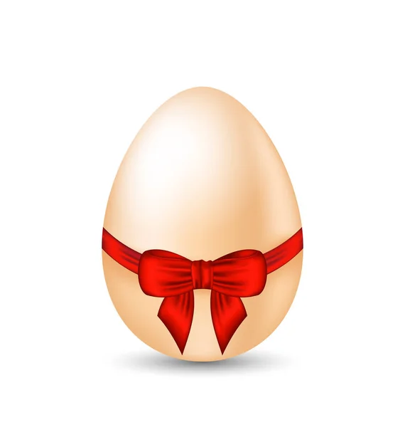 Easter celebration egg wrapping red bow — Stock Photo, Image
