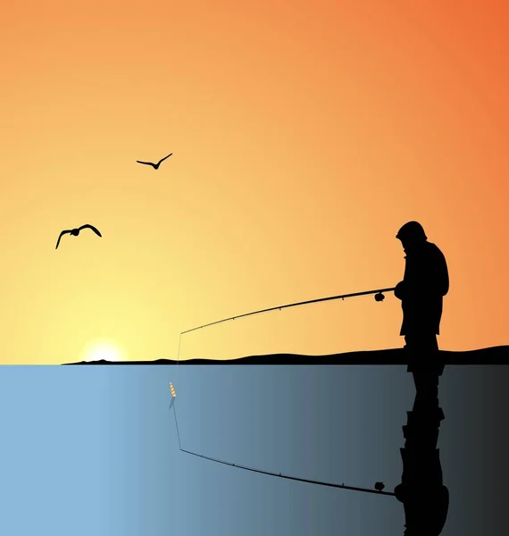 Ilustração realista pesca no lago — Fotografia de Stock