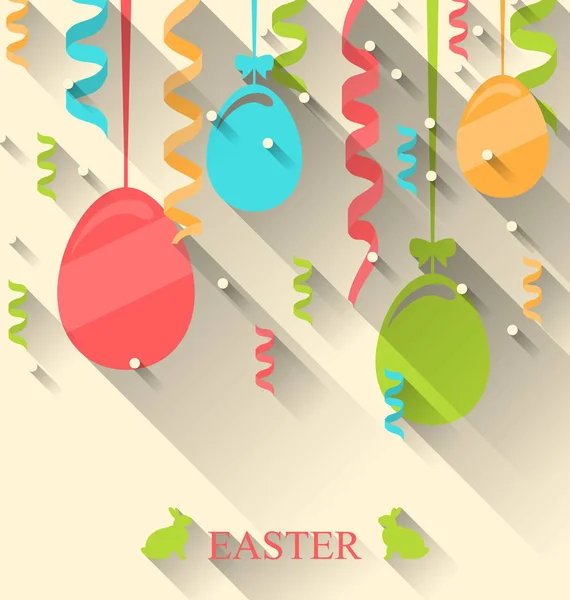 Fondo de Pascua con huevos coloridos y serpentina — Foto de Stock