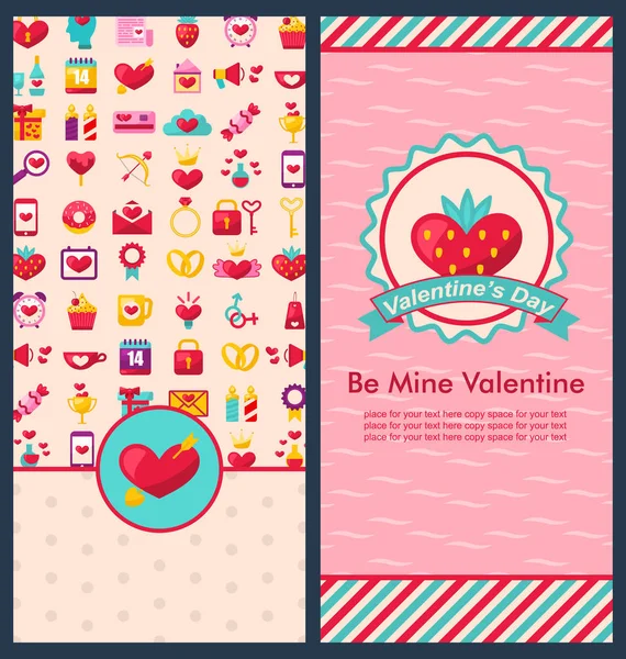 Set de hermosas banderas verticales para feliz día de San Valentín — Foto de Stock