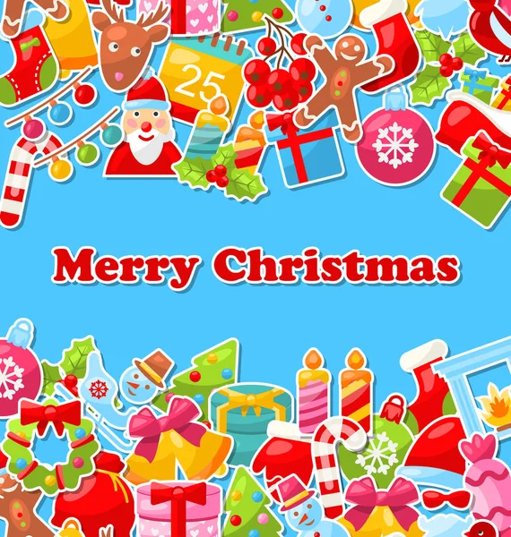 Feliz Natal cartão de celebração com elementos tradicionais — Fotografia de Stock