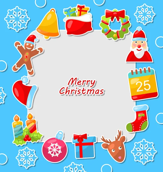 Vidám karácsony ünnepe kártya hagyományos elemekkel — Stock Fotó