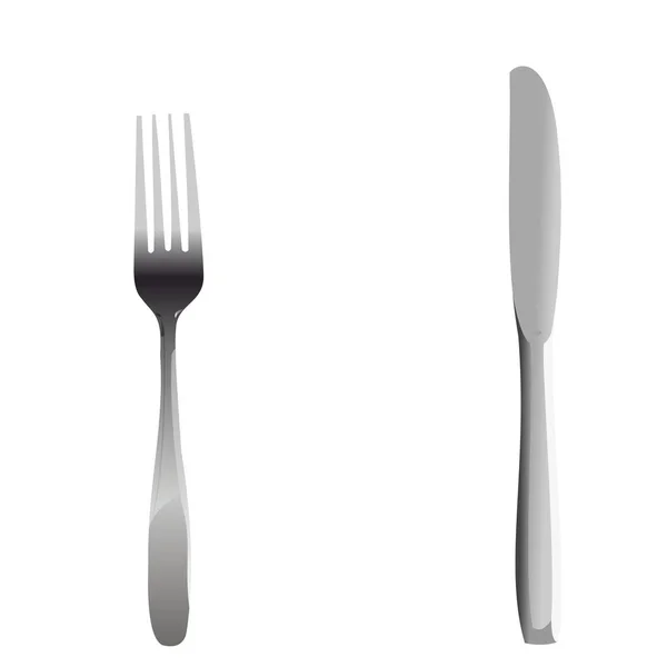 Realistisk illustration uppsättning av gaffel och kniv — Stockfoto
