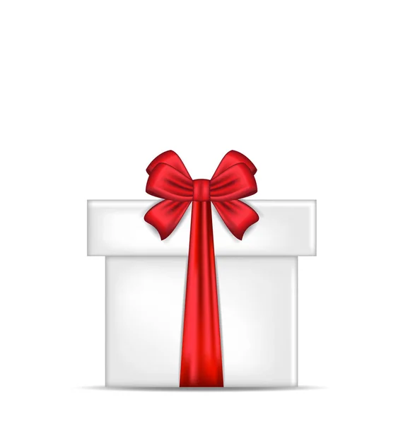 Caixa de presente com arco vermelho isolado — Fotografia de Stock