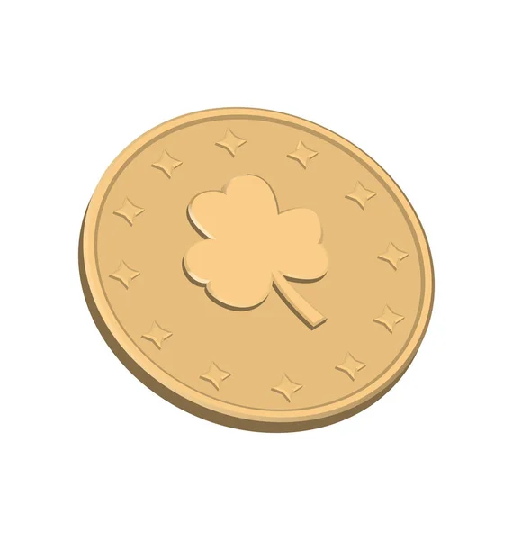 Moneda dorada con trébol — Foto de Stock