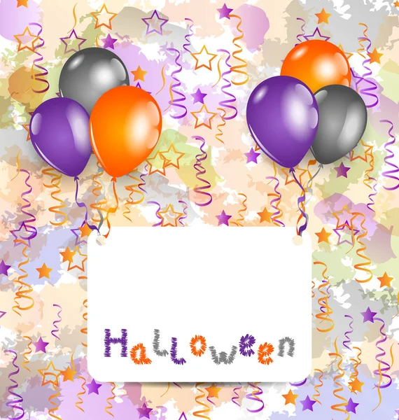 Carte d'Halloween avec ensemble ballons colorés et tinsel — Photo