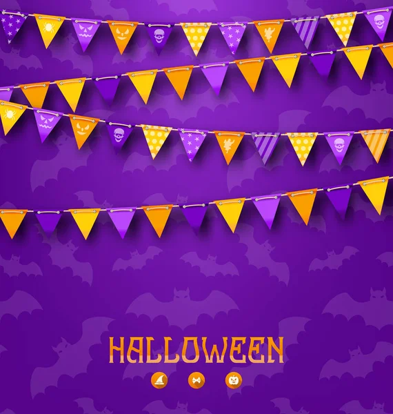 Halloween Party Background with Colored Bunting Pennants — Stock Photo, Image