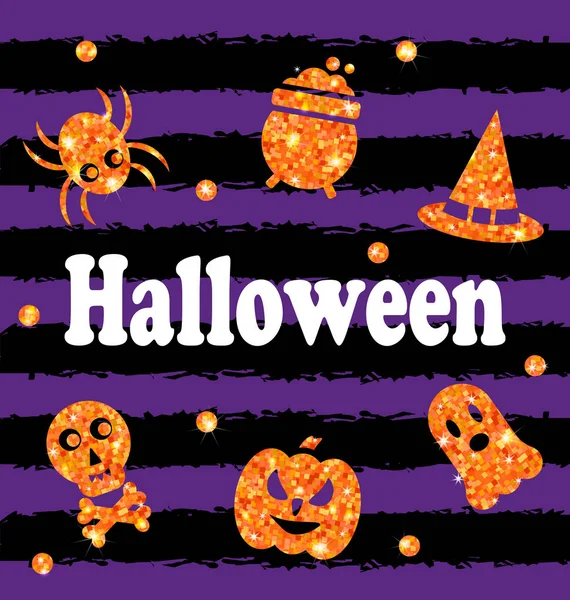 Halloween Party Banner s leskem oranžové tradiční ikony — Stock fotografie