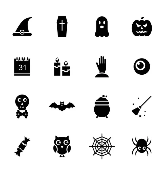 Halloween Traditional Icons, Black Silhouettes — Stock Photo, Image