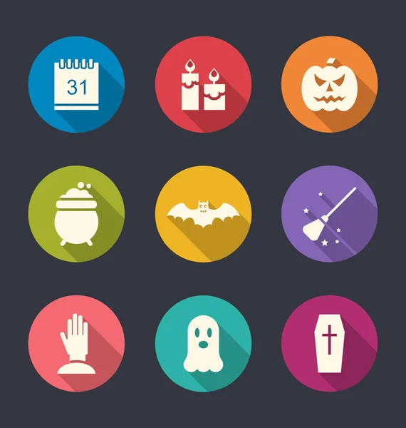 Iconos planos de fiesta con Halloween —  Fotos de Stock