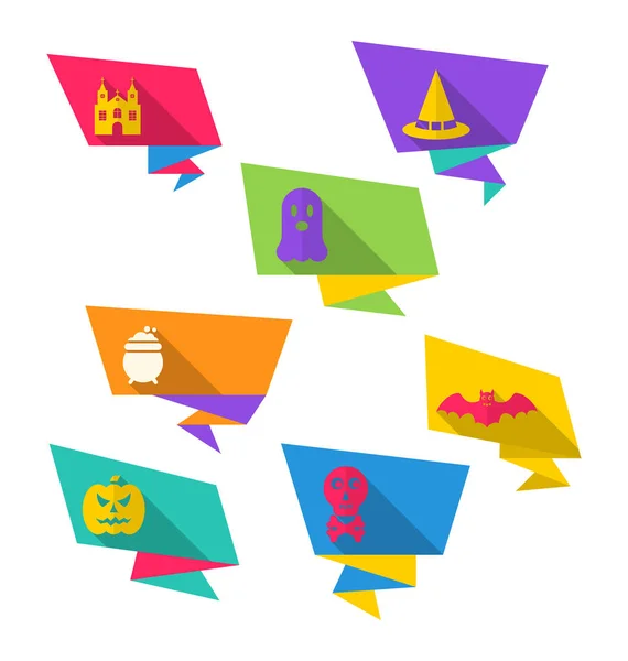 Panji Origami Banners dengan Simbol Halloween — Stok Foto