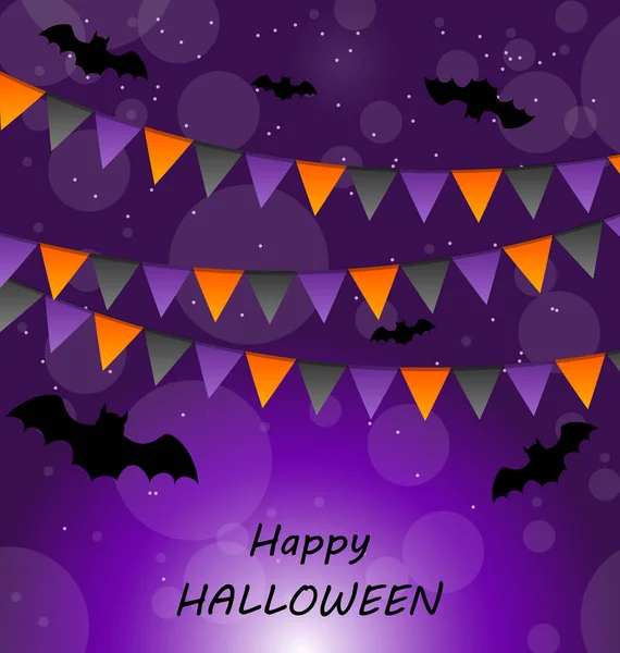 Halloween fond avec Buntings et chauves-souris — Photo