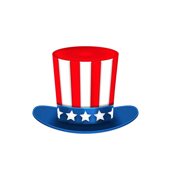 Strýc Sams Hat pro americké svátky, izolované na bílém Backgro — Stock fotografie