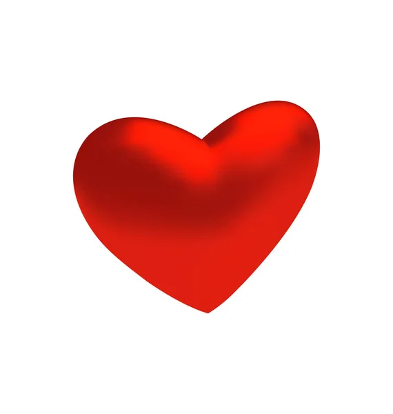 Piros háromdimenziós szív elszigetelt fehér background — Stock Fotó