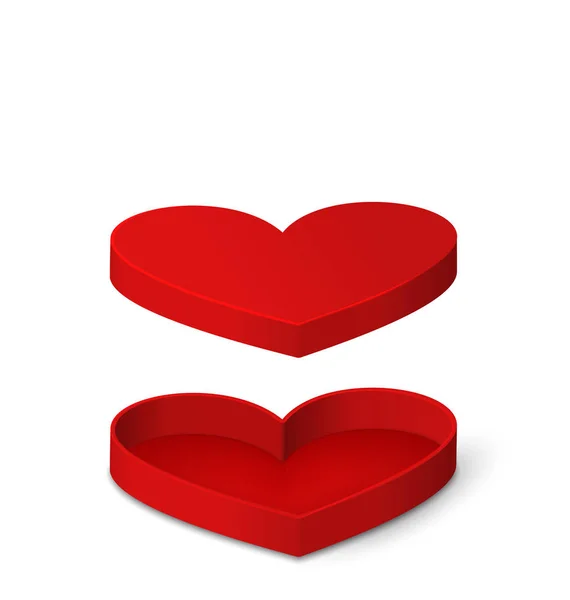 Caja de regalo roja abierta en forma de corazón aislada para el día de San Valentín —  Fotos de Stock