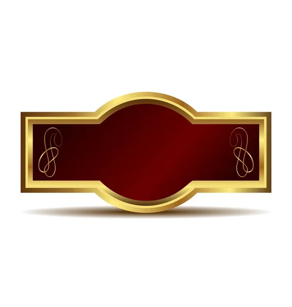 Ilustrace z červeného sametu ve zlatém rámu štítek — Stock fotografie