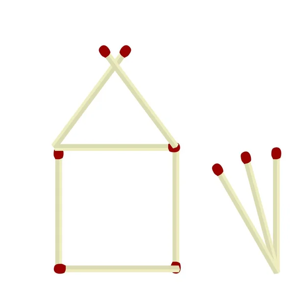 Illustratie huis gemaakt van wedstrijden geïsoleerd op wit — Stockfoto