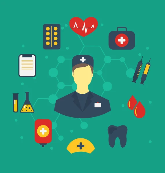 Set trendy flat medical icons — Stock Photo, Image