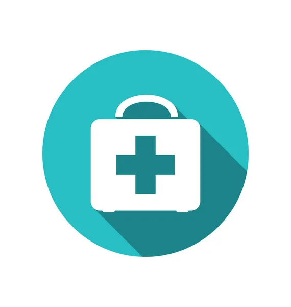 Icon of medicine chest with long shadow in flat style — Stock Photo, Image