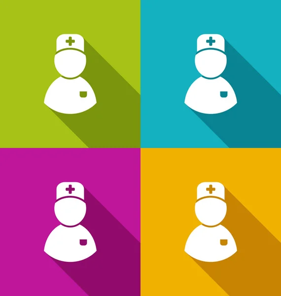 Ikoner av läkare med skugga i modern platt designerstil — Stockfoto