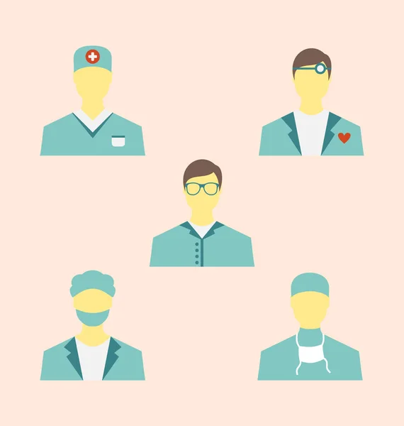 Icons set of medical employees in modern flat design style — Stock Photo, Image