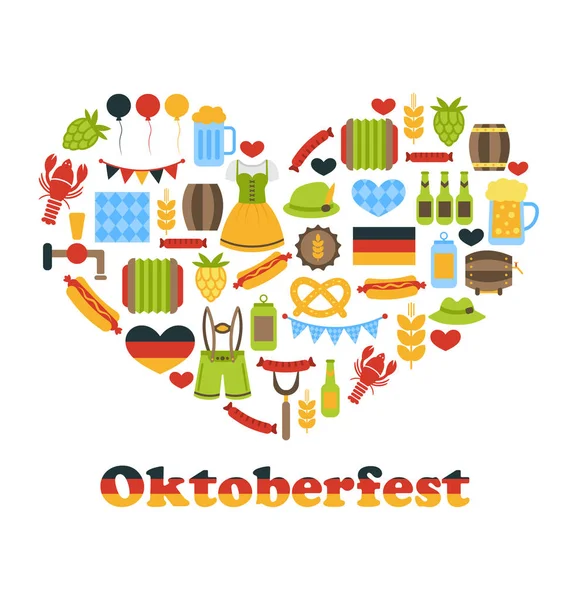 Hjärtat i Oktoberfest färgglada symboler — Stockfoto