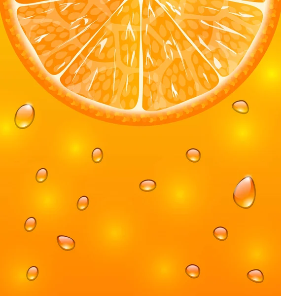 Fundo laranja com fatia e gotas — Fotografia de Stock