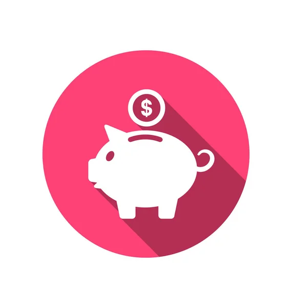 Płaskie ikony piggy bank koncepcji, długi cień styl — Zdjęcie stockowe