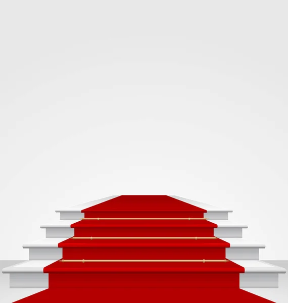 Escaleras cubiertas con alfombra roja, aisladas —  Fotos de Stock