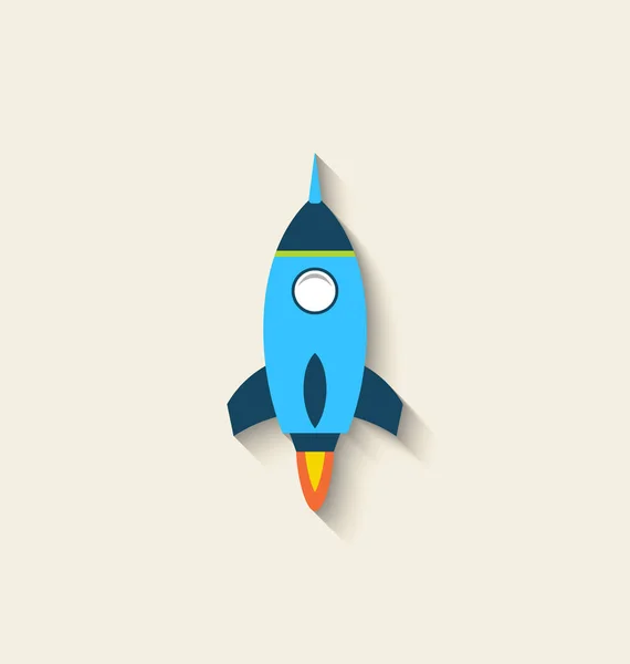 Flat icon of rocket with long shadow style — Stock Photo, Image