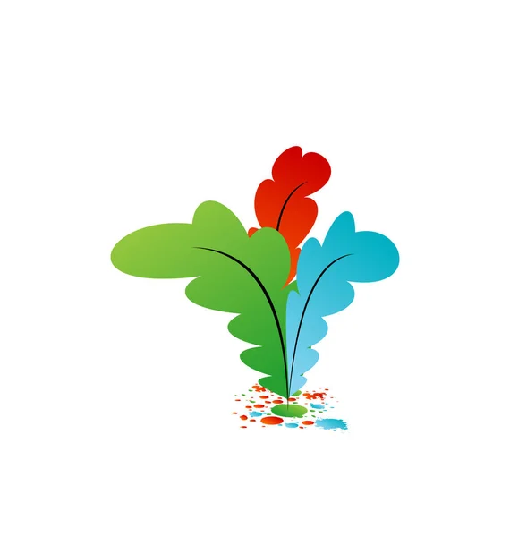 다채로운 예술 깃털 잉크 설정 — 스톡 사진
